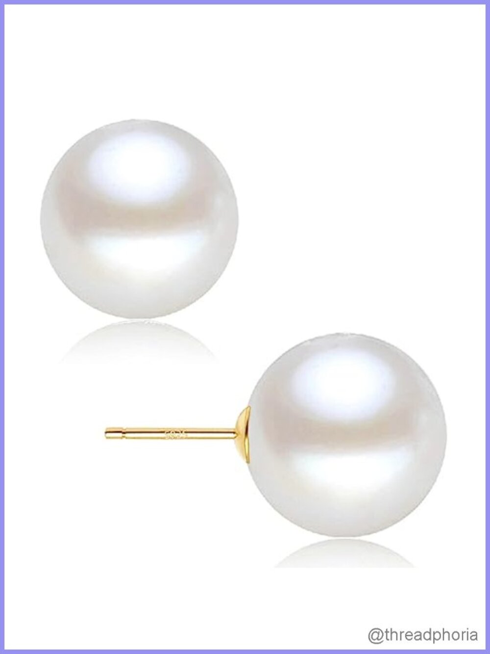 18K Gold Plated 925 Sterling Silver Shell Pearl Stud Earrings